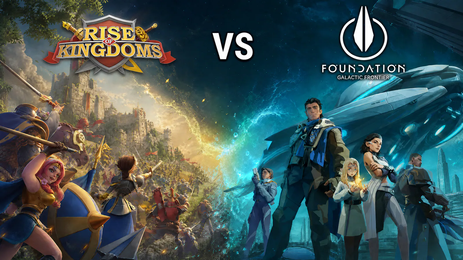 Foundation: Galactic Frontier versus Rise of Kingdoms comparison artwork